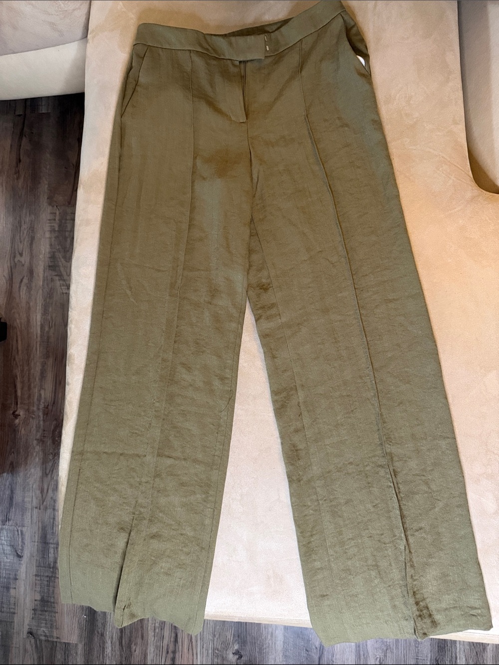 Zara Olive Green Trousers with Cream Lining